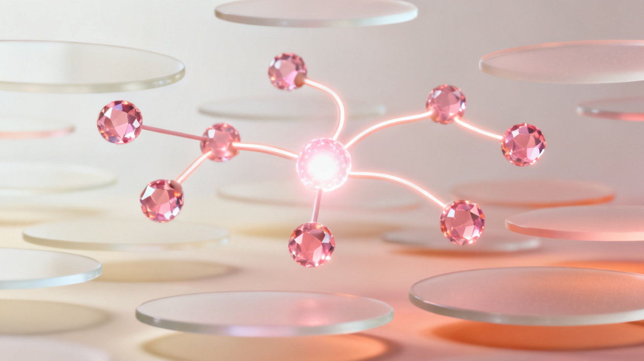 Abstract render of autonomous agent orchestration — glowing nodes linked into a workflow graph
